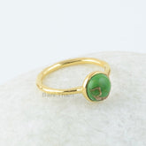Green Copper Turquoise Gemstone Silver Ring - 18k Gold Plated Birthday Gift For Her - Handmade Bezel Ring - Stacking Ring - Gift for Mother